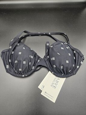 Carve Designs Olivia Bikini Top Dash Print Black White Size B/C UPF 50